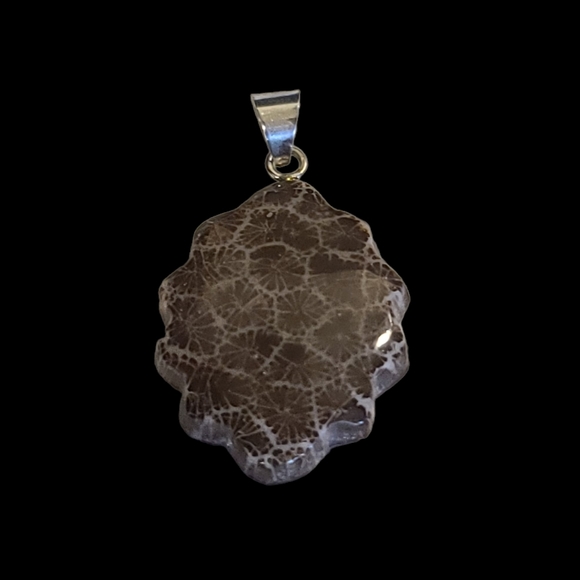 NEW Sponge Coral Brown Fancy Pendant in Sterling Silver - Picture 3 of 11